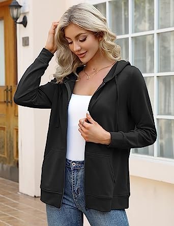 Women's Casual Long Sleeve Zip up Jacket