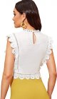 Women's Mock Neck Lace Trim Embroidery Blouse Tops