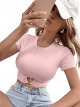 Women's Summer Crop Top Short Sleeve T Shirt Cut Out Tee