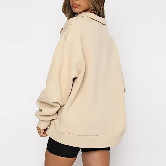 Womens Half Zip Sweatshirt Oversized Long Sleeve Jacket