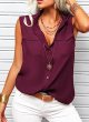 Women's Solid Lapel Sleeveless Tank Tops