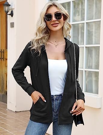 Women's Casual Long Sleeve Zip up Jacket