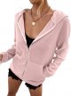 Womens Hoodies Long Sleeve Oversized  Zip Up Waffle Jacket