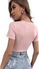 Women's Summer Crop Top Short Sleeve T Shirt Cut Out Tee