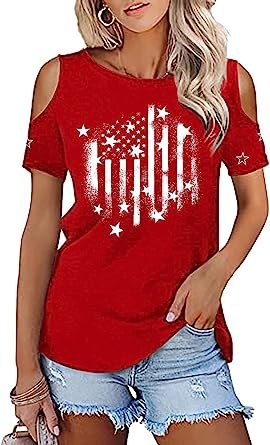 American Flag Women Red White and Blue Shirts