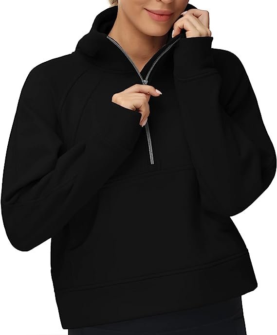 Women's Hoodies Fleece Lined Half Zip Pullover Sweatshirt