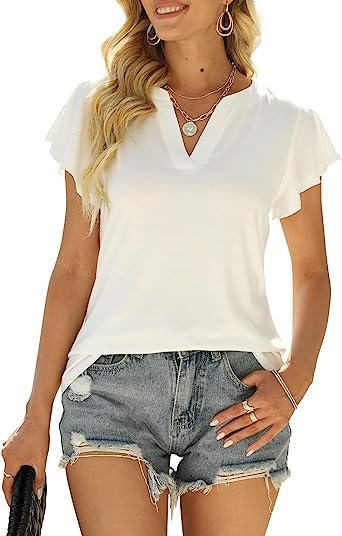 Womens Business Casual Tops Summer V Neck T Shirt